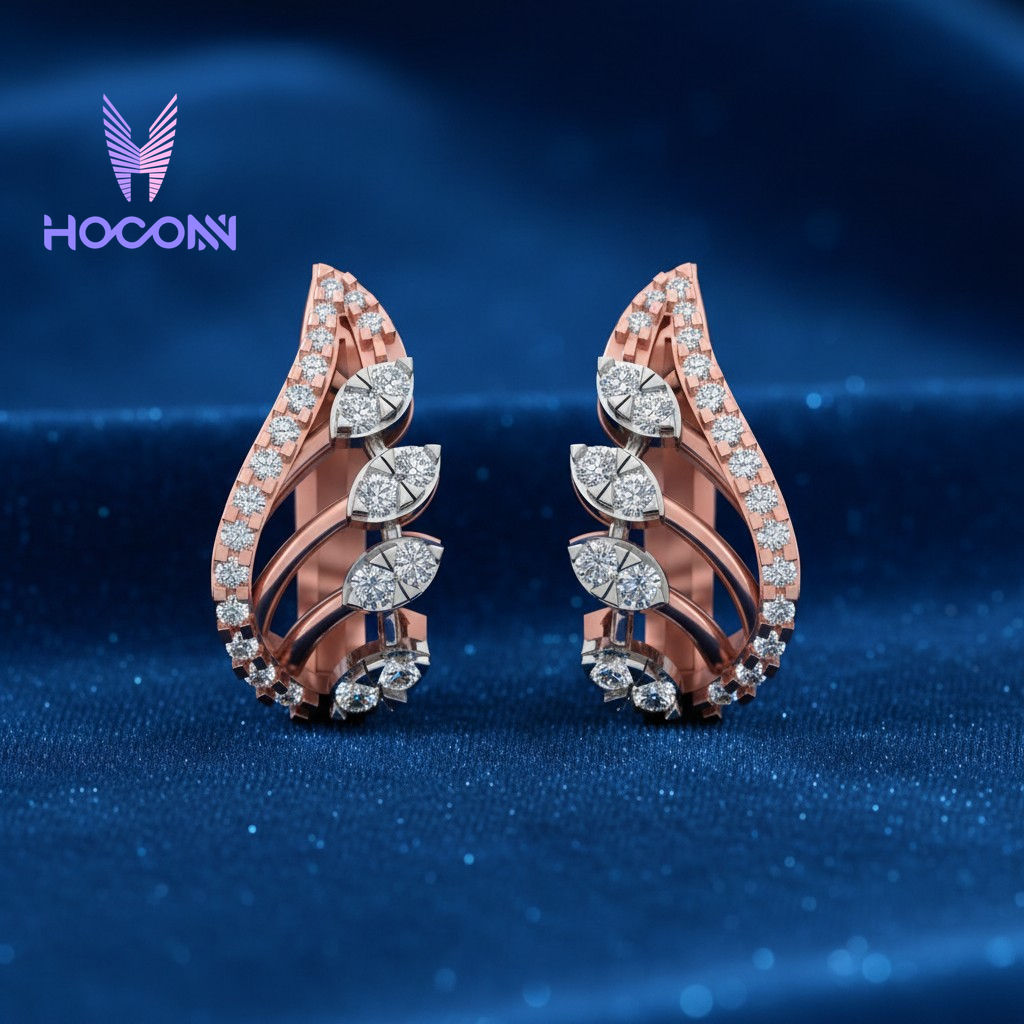 Open Leaf Style 925 Silver Hoop Earrings