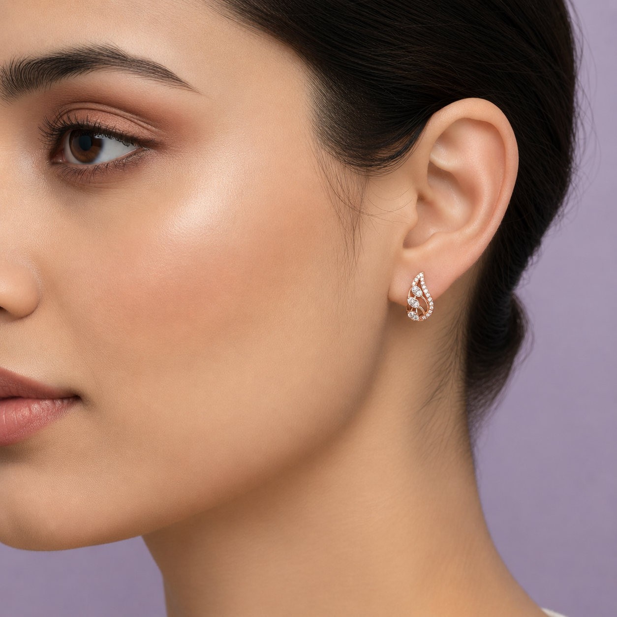 Open Leaf Style 925 Silver Hoop Earrings