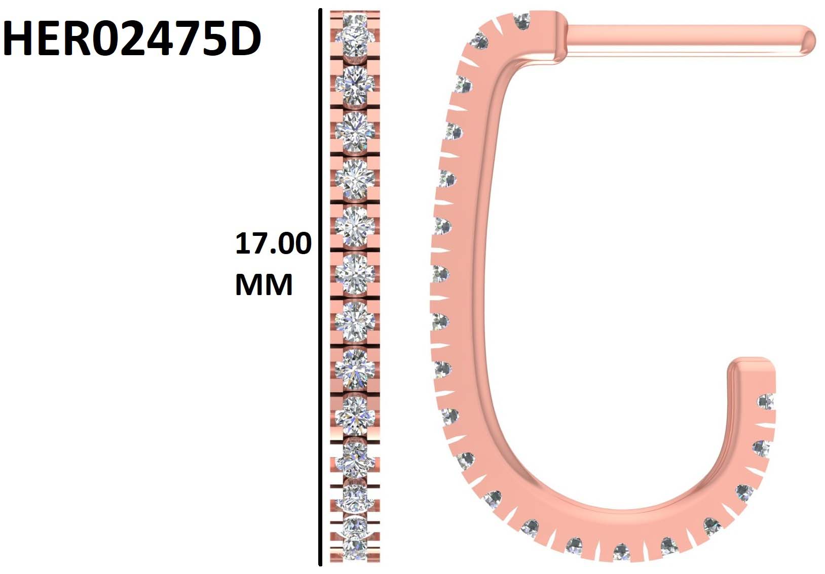 Slim Diamond Open Hoop 925 Silver Earrings
