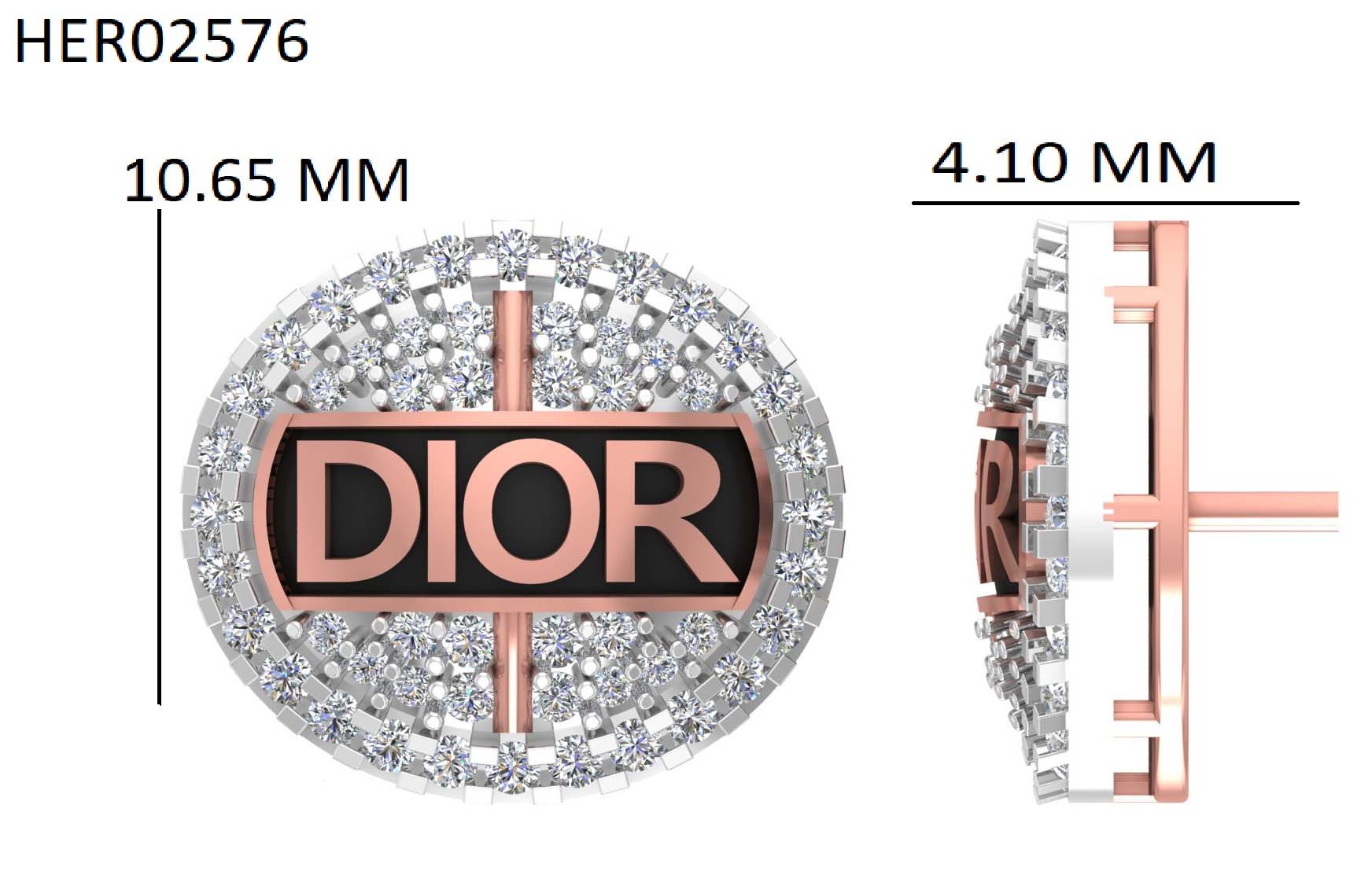 Dior Signature Diamond Pave 925 Silver Studs