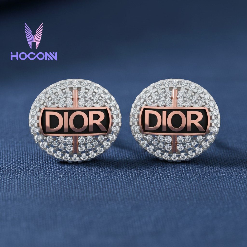 Dior Signature Diamond Pave 925 Silver Studs