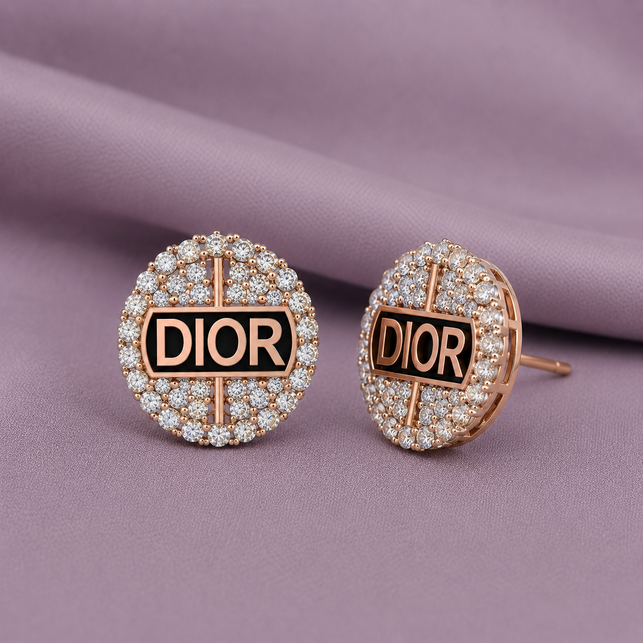 Dior Signature Diamond Pave 925 Silver Studs
