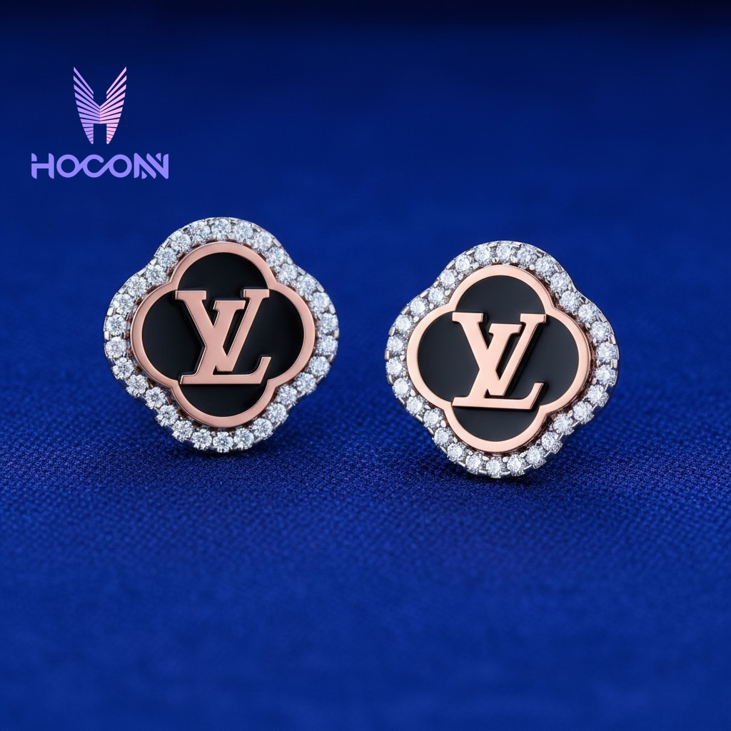 Four Leaf Clover LV Diamond 925 Silver Studs