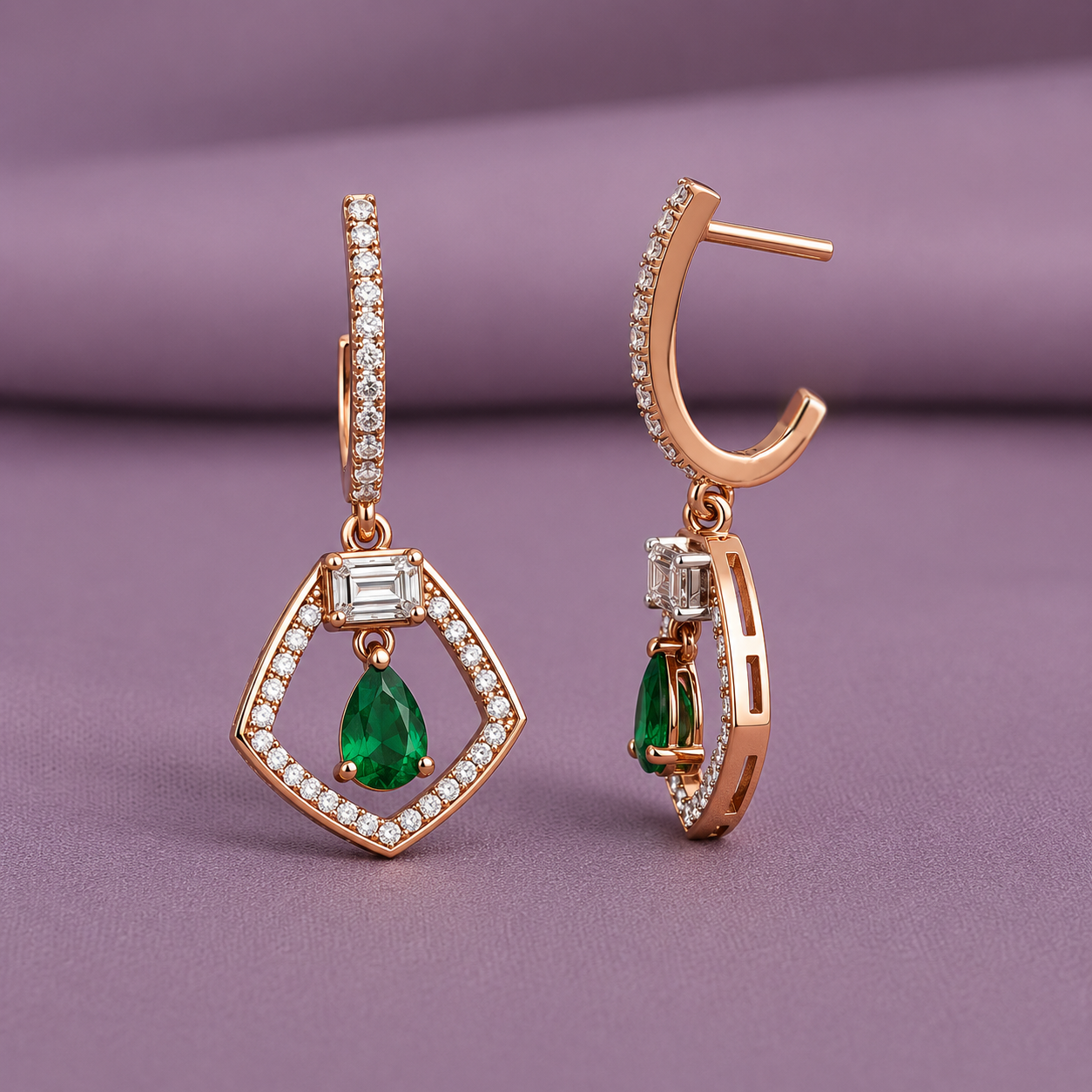 Imperial Green Pear Diamond Drops | 925 Silver