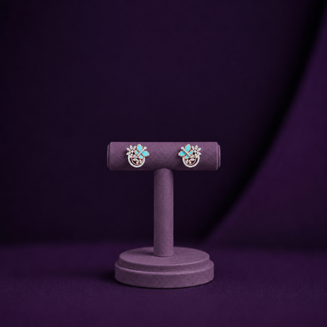 Glistening Sky-Blue Enamel Wing 925 Silver Studs