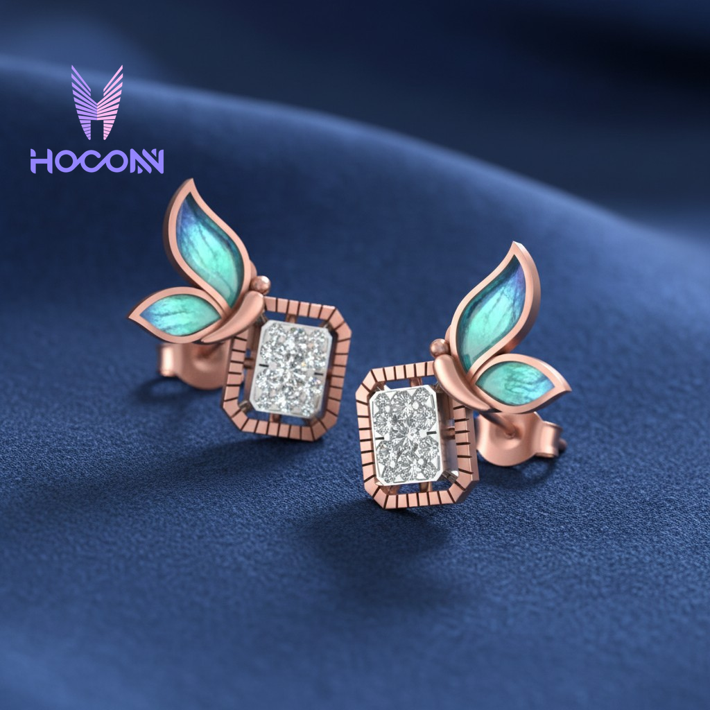 Gradient Diamond Cluster Winged 925 Silver Studs