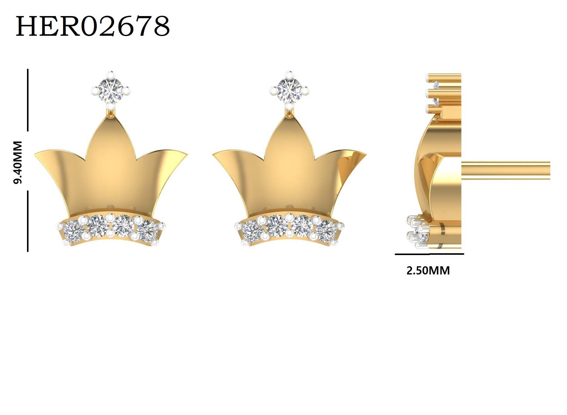 Gold Plated Tiara Diamond 925 Silver Studs