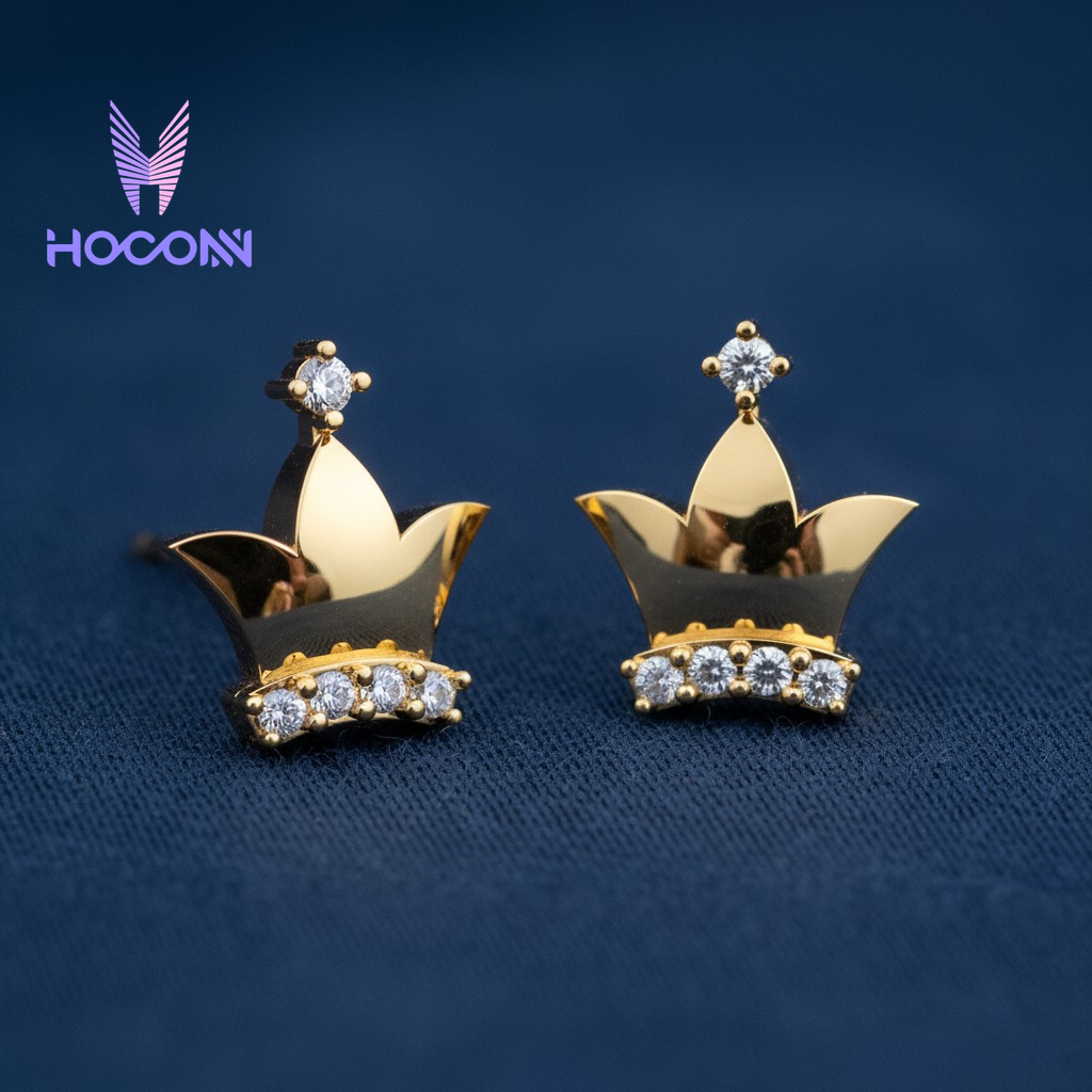 Gold Plated Tiara Diamond 925 Silver Studs