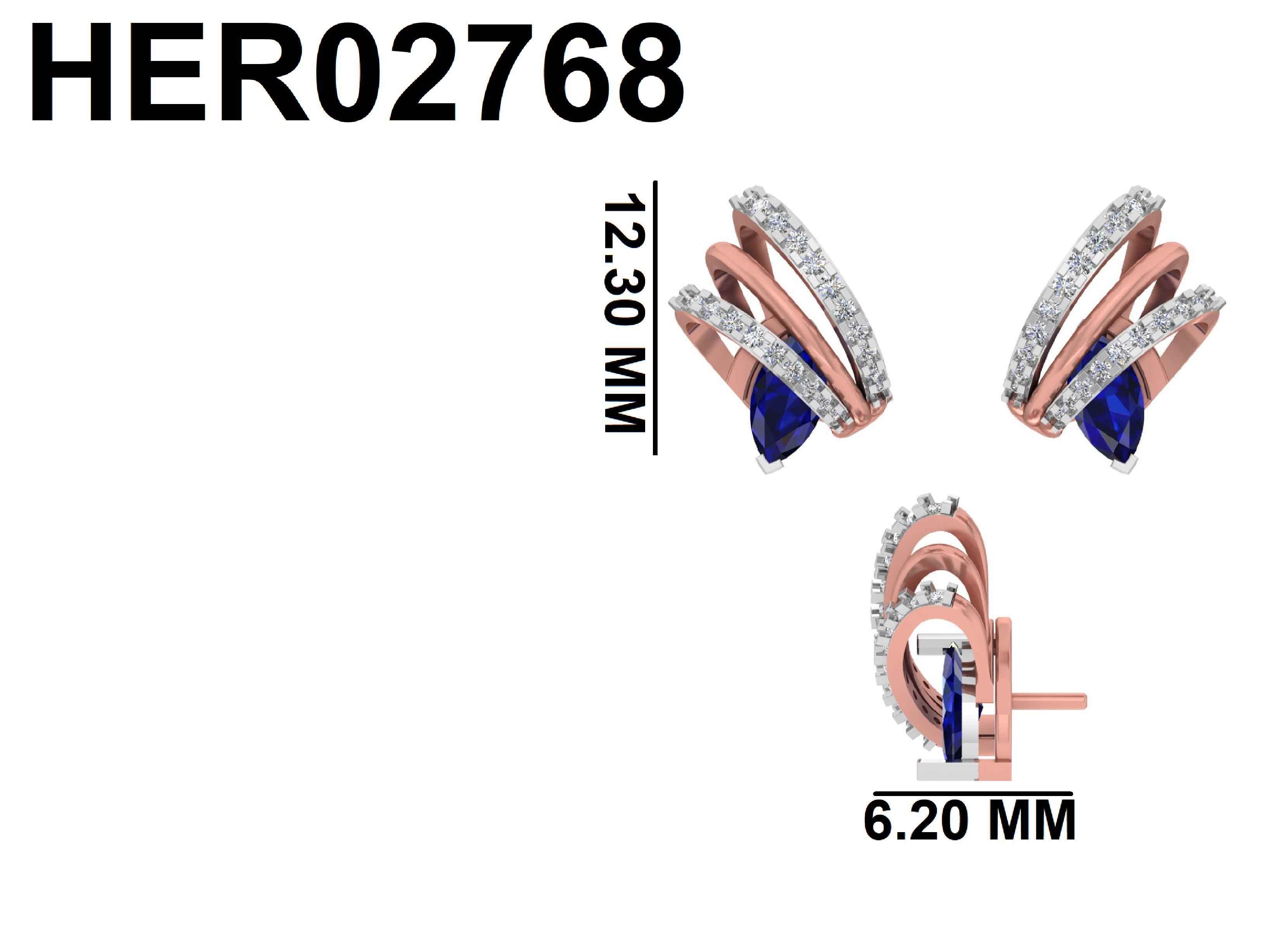 Triple Arc Set Sapphire Blue 925 Silver Studs