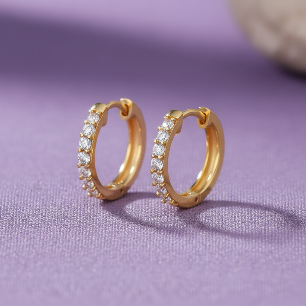 Single-Row Diamond 925 Silver Hoops