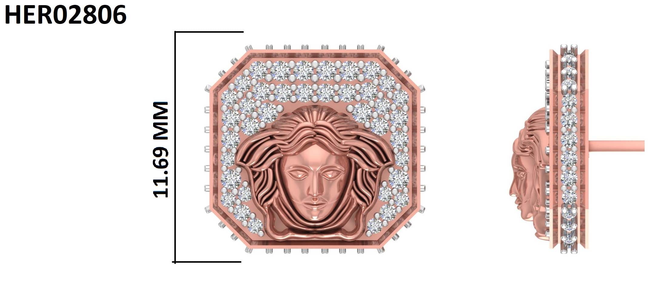 Octagon Halo Medusa 925 Silver Stud