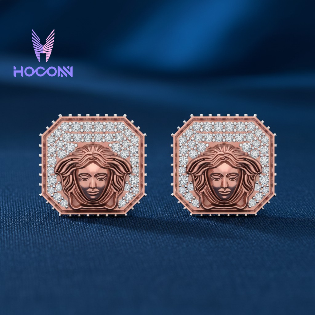Octagon Halo Medusa 925 Silver Stud