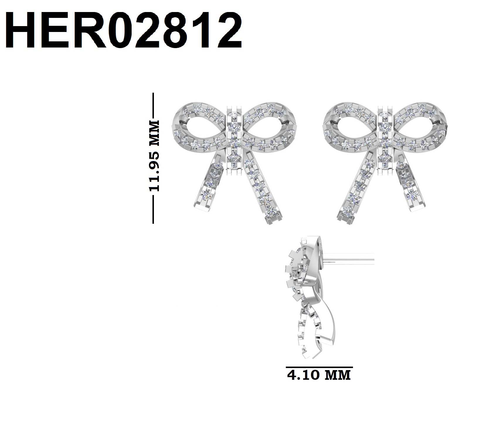 Diamond Bow Crystal 925 Silver Studs