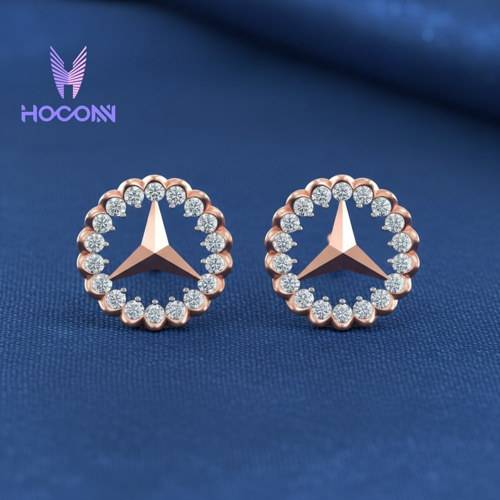 Mercedes Benz Diamond Halo 925 Silver Studs