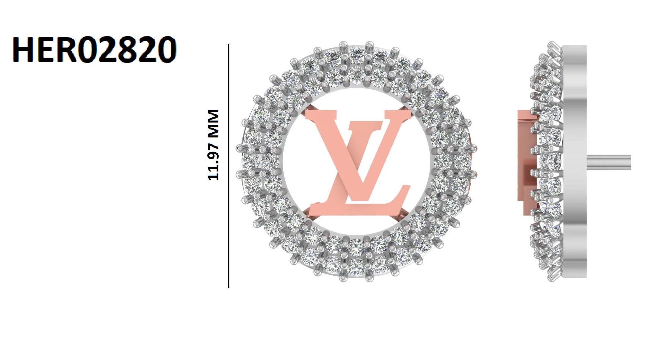 LV Style Diamond Halo 925 Silver Studs
