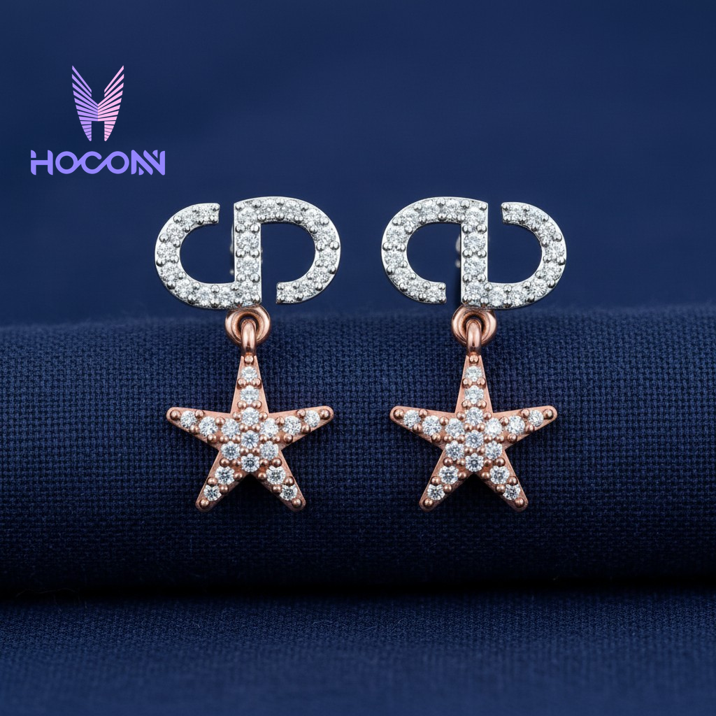 Luxe Dior CD Hanging Star 925 Silver Earrings