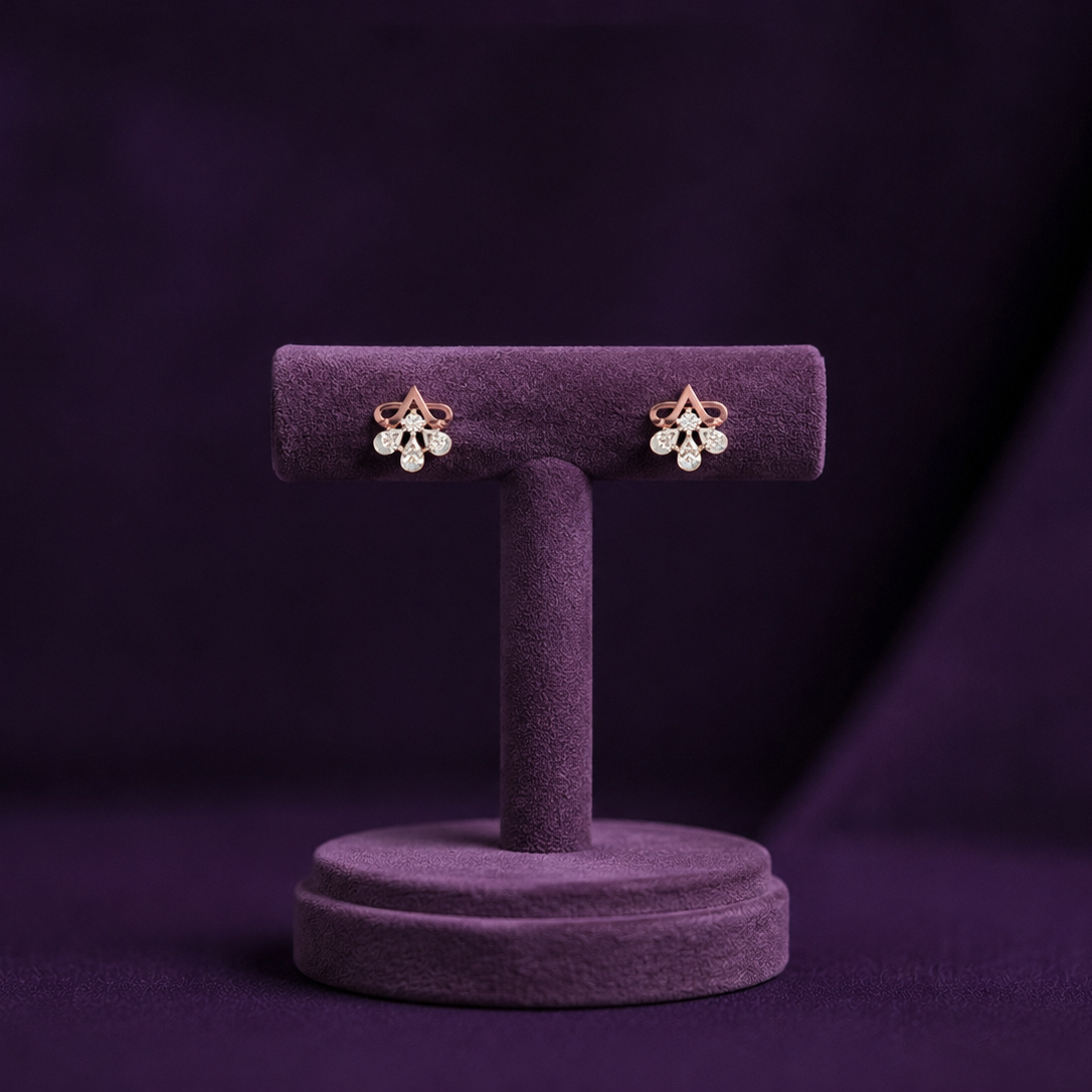 Floral Cluster Diamond 925 Silver Studs