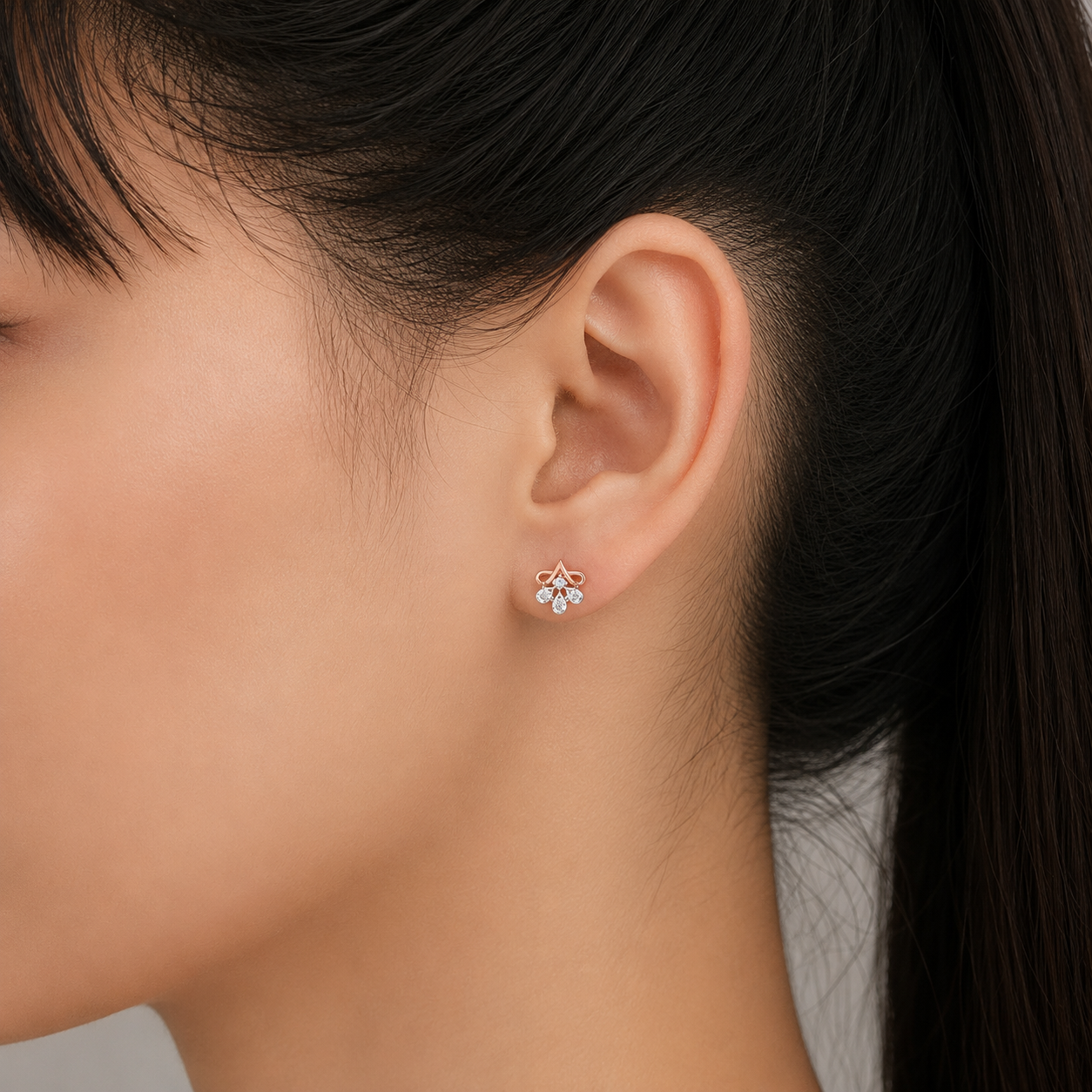 Floral Cluster Diamond 925 Silver Studs