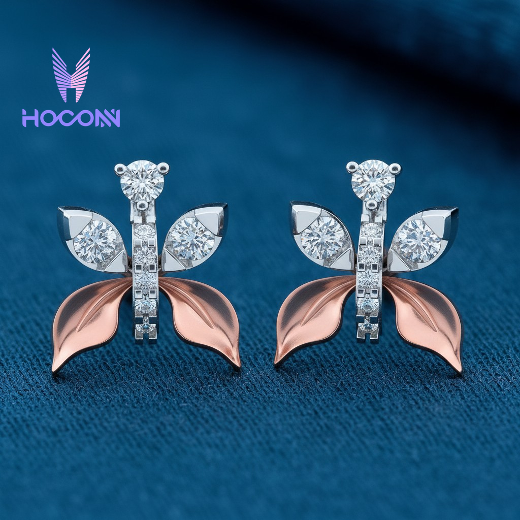 Two-Tone Flora 925 Silver Studs