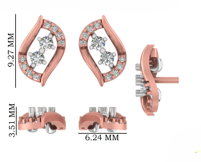 Pave Diamond Vine 925 Silver Studs