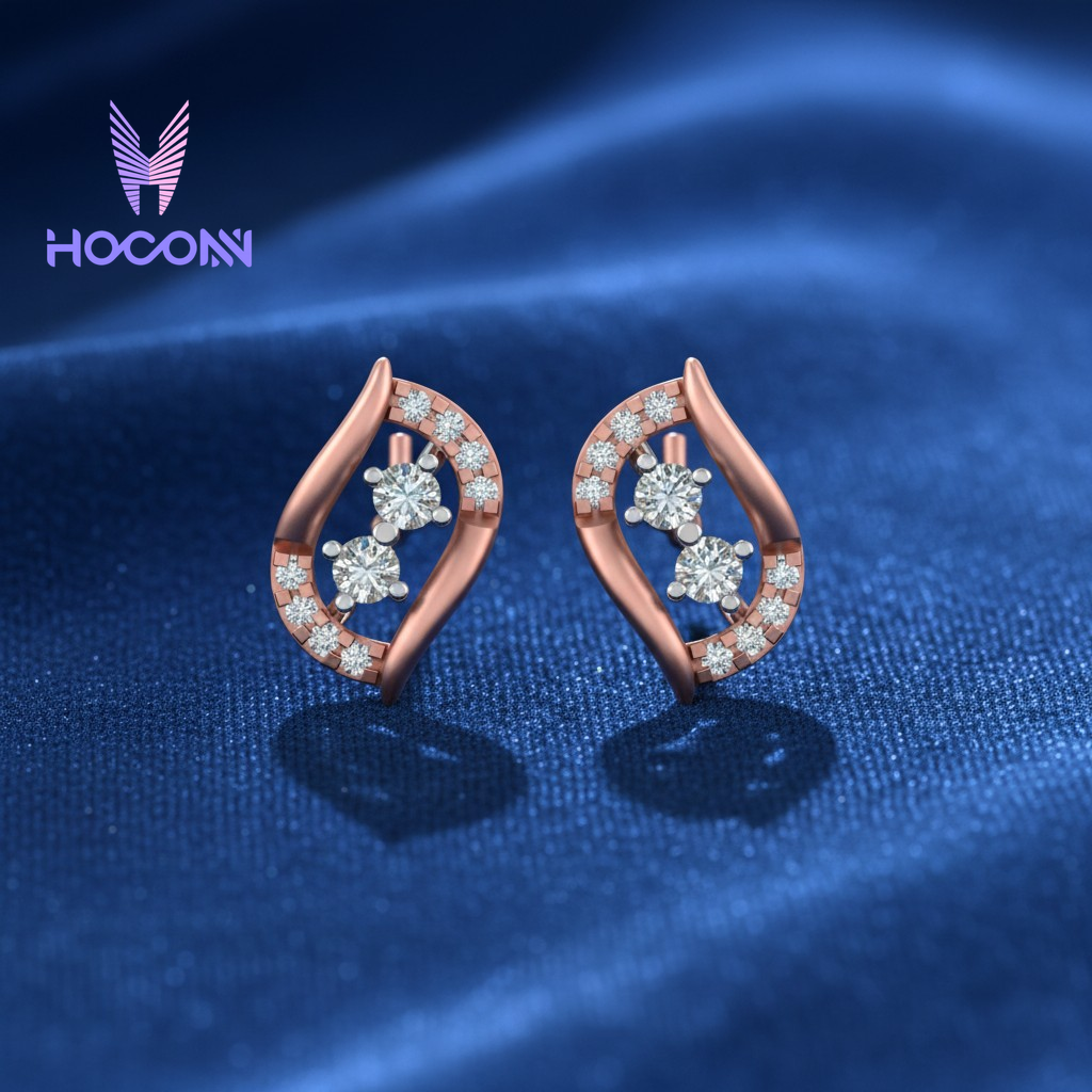 Pave Diamond Vine 925 Silver Studs