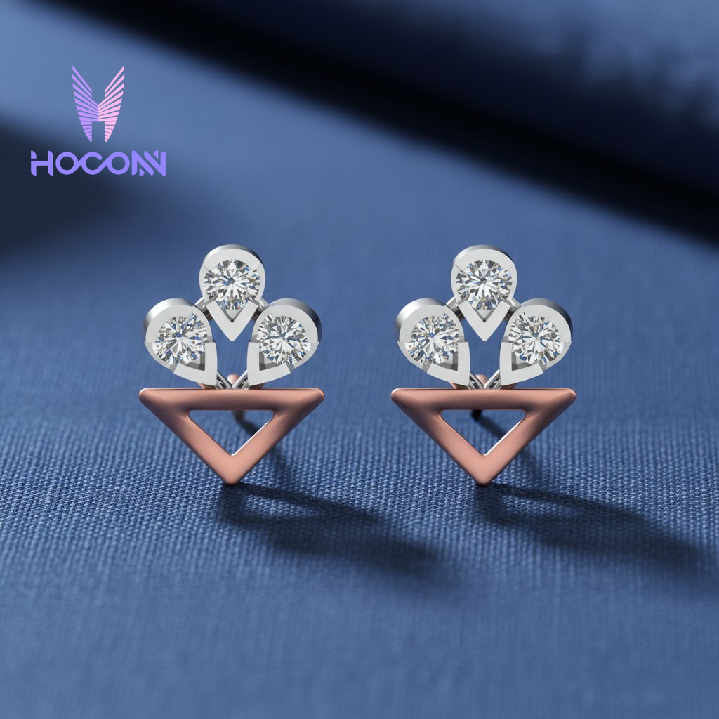 Triangle Cluster Diamond 925 Silver Studs