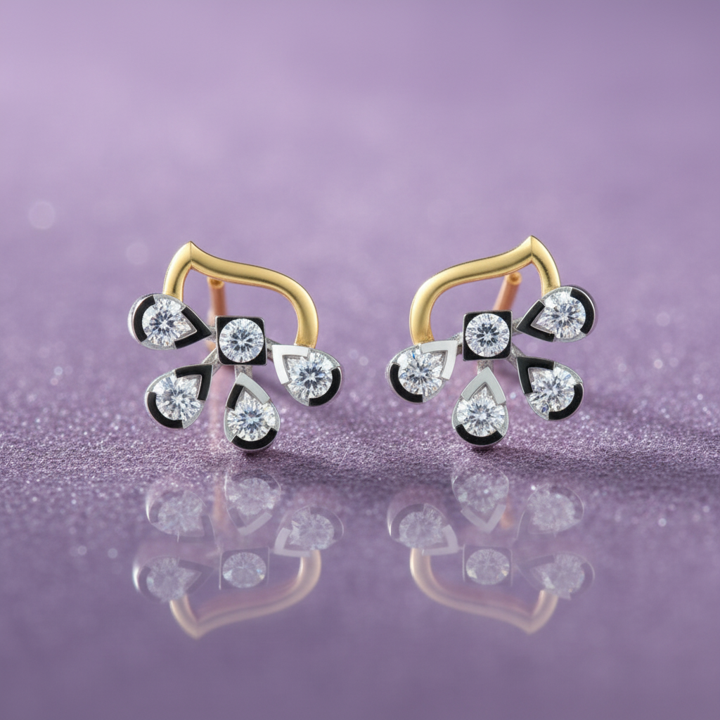 Leaf Cluster Diamond 925 Silver Studs