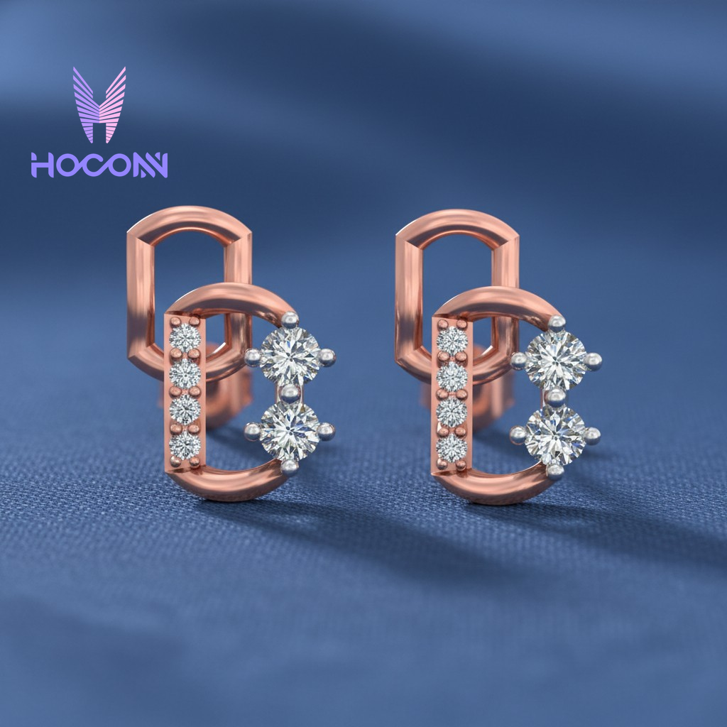 Geometric Frame Diamond 925 Silver Studs