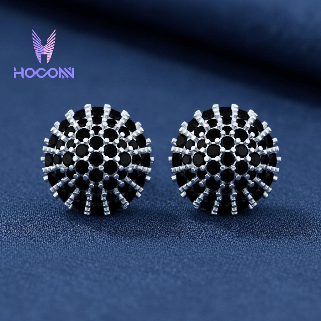 Black Diamond Cluster 925 Silver Studs