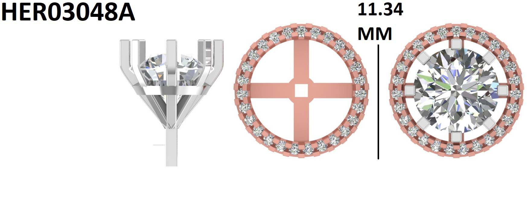 Solitaire Halo Diamond 925 Silver Studs