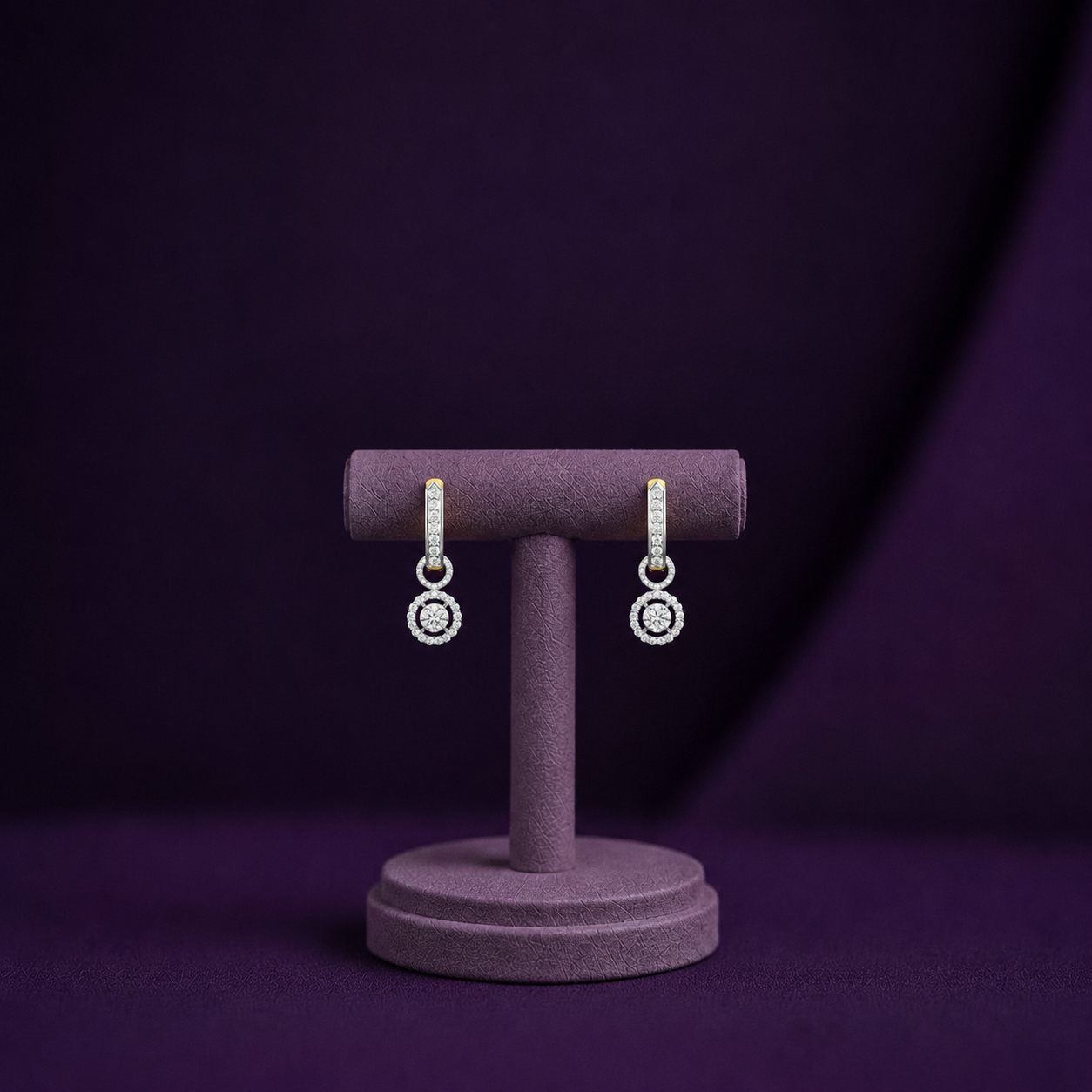 Double Halo Diamond Drop Earrings