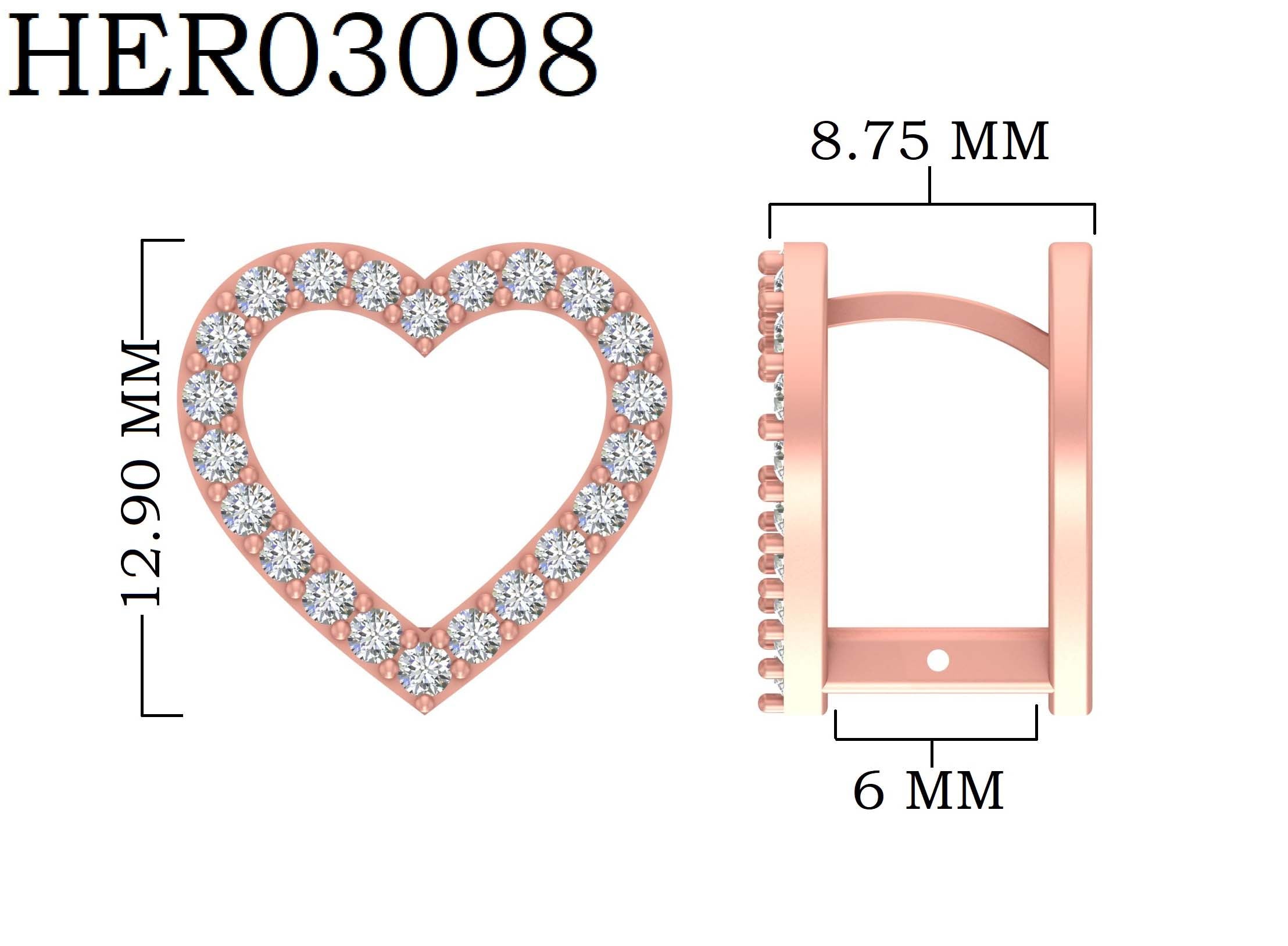 Minimal Heart Diamond 925 Silver Studs
