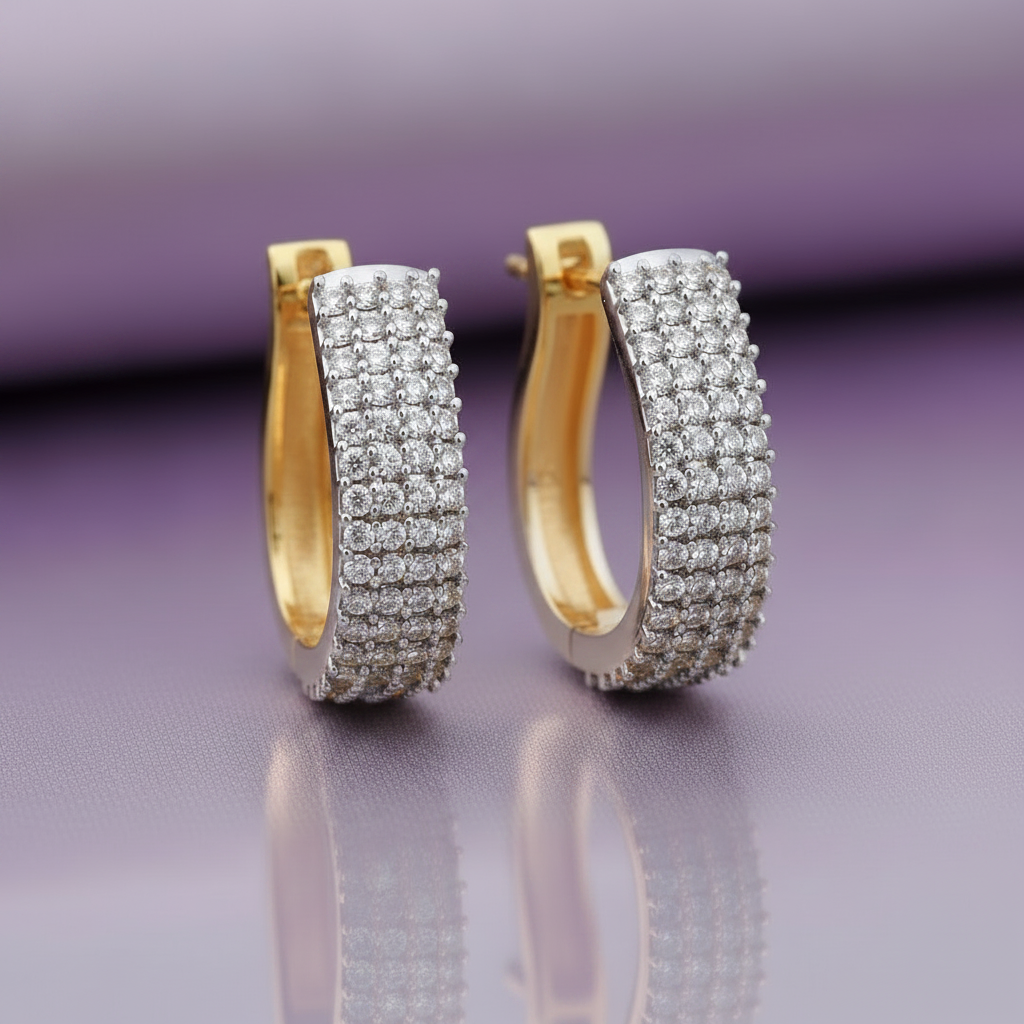 Diamond Tassel 925 Silver Hoops Earrings