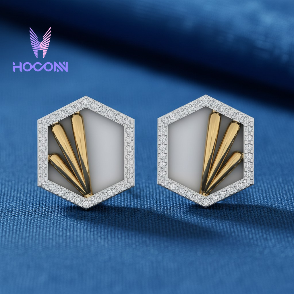Prism Hexagon Diamond 925 Silver Studs