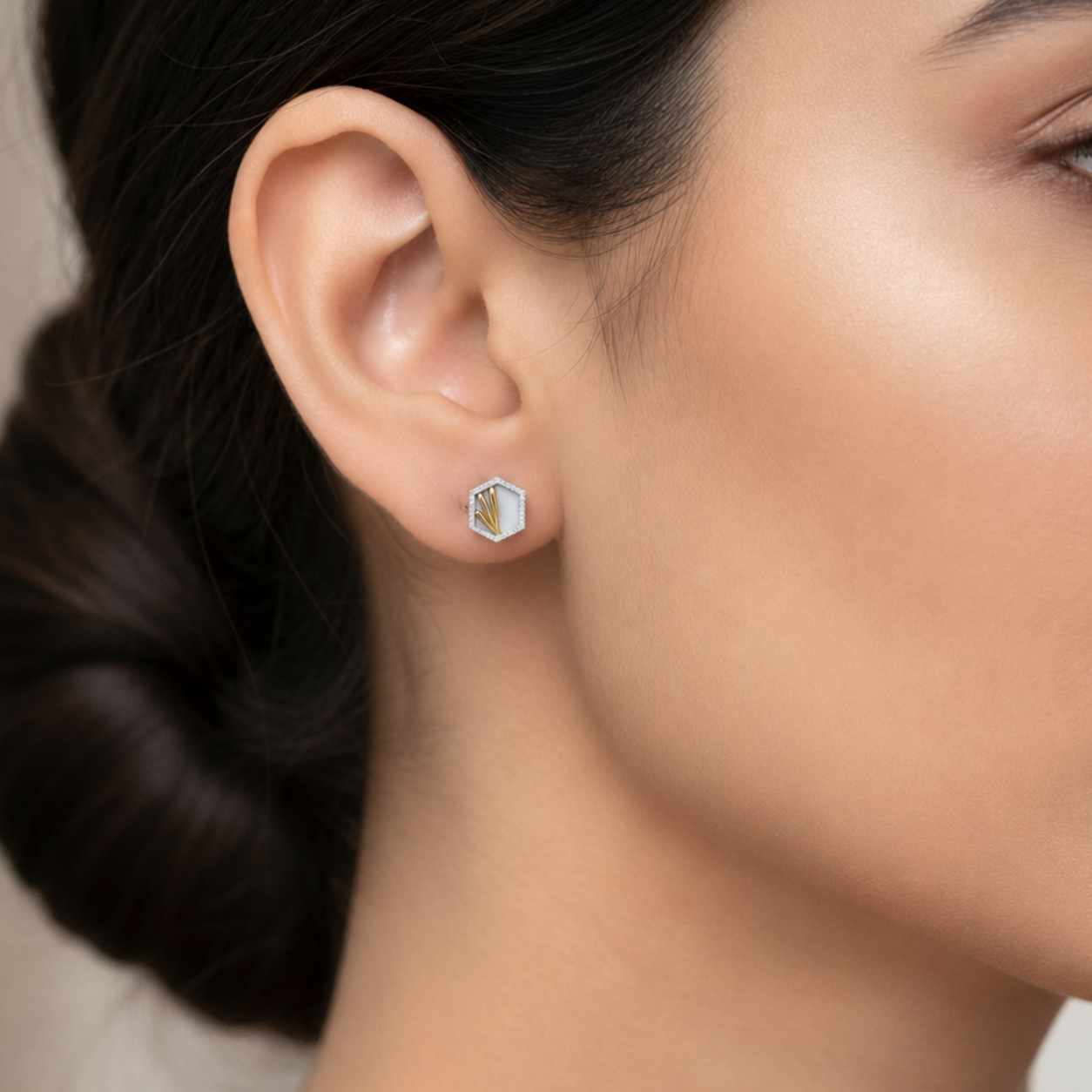 Prism Hexagon Diamond 925 Silver Studs