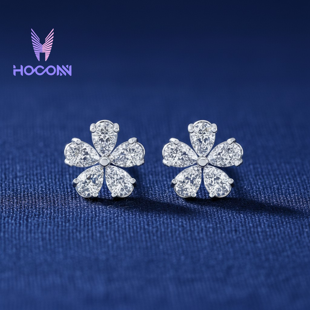 Petal Bloom Diamond 925 Silver Earrings