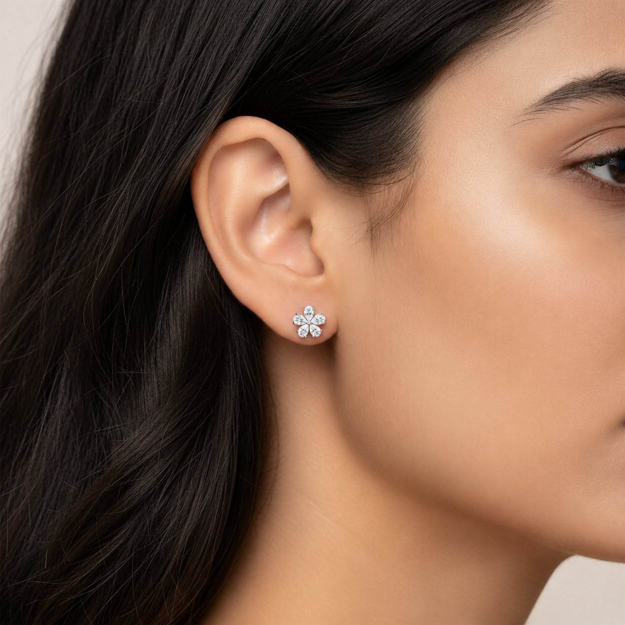 Petal Bloom Diamond 925 Silver Earrings