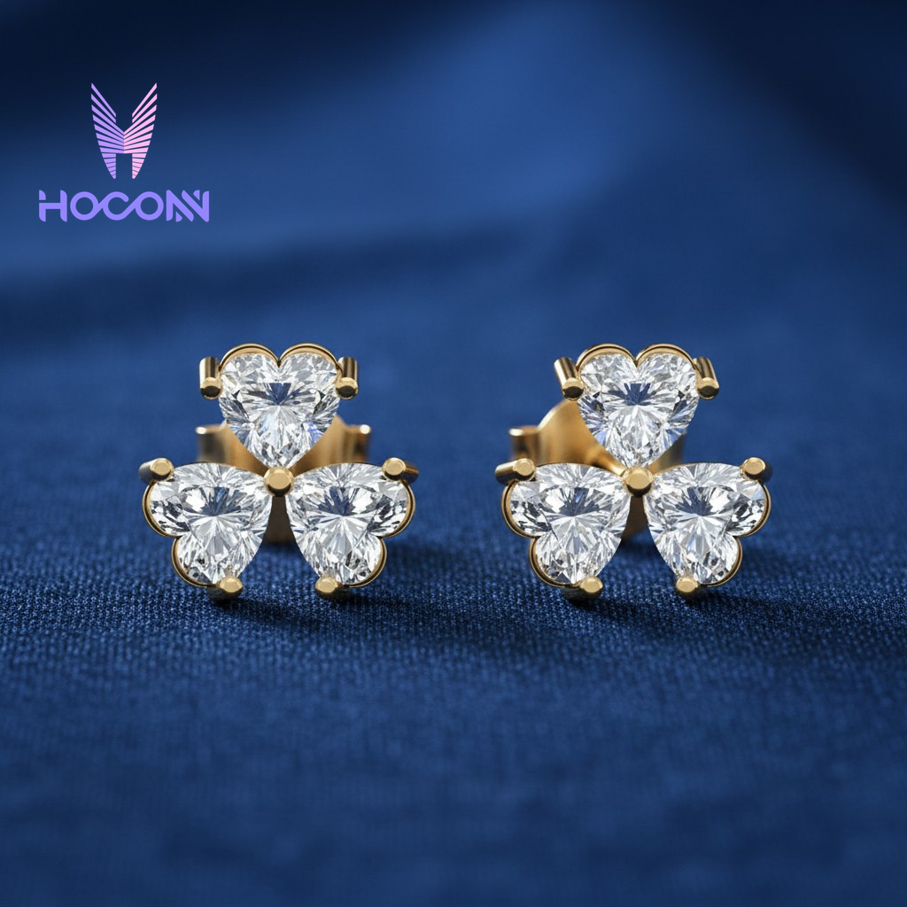 Triple Heart Diamond 925 Silver Earrings