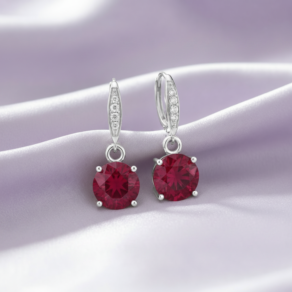 Bold Stone Diamond 925 Silver Drop Earrings