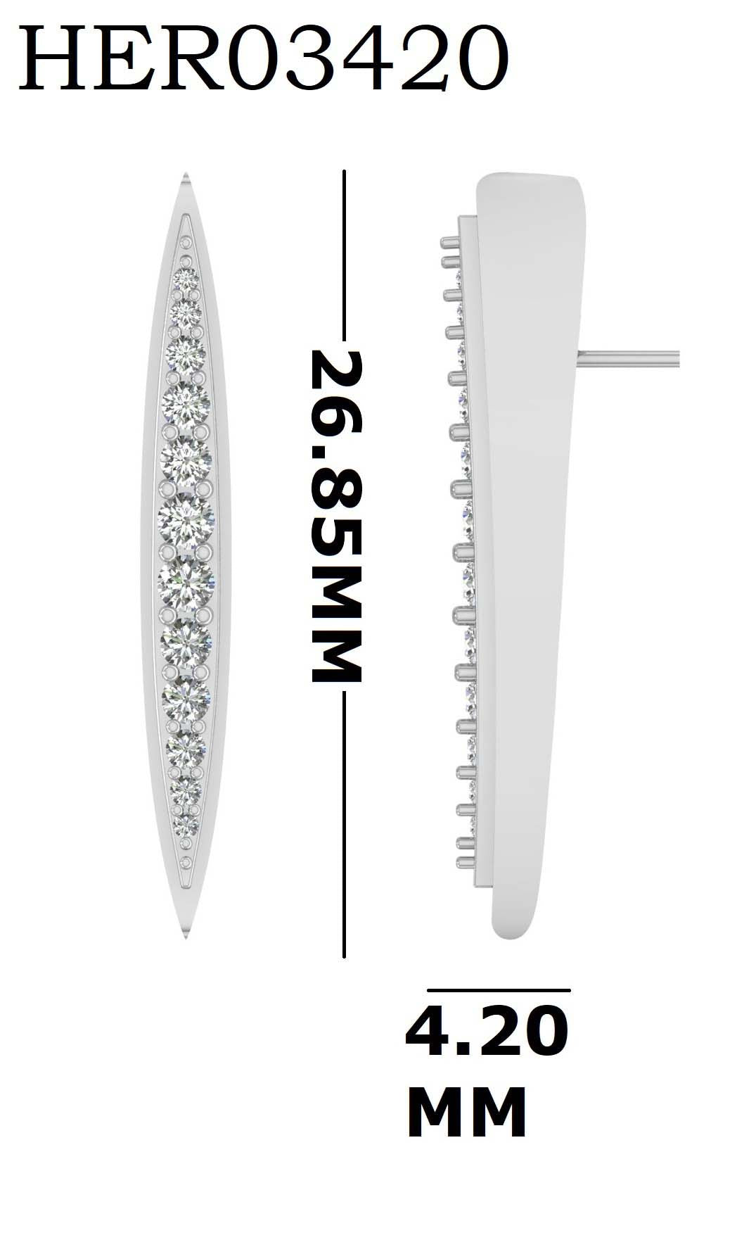 Linear Diamond 925 Silver Earrings