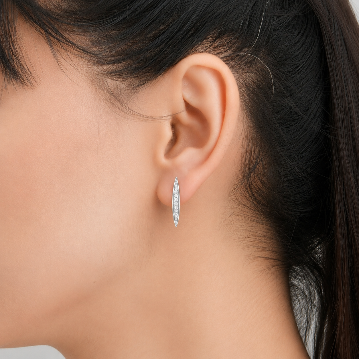 Linear Diamond 925 Silver Earrings