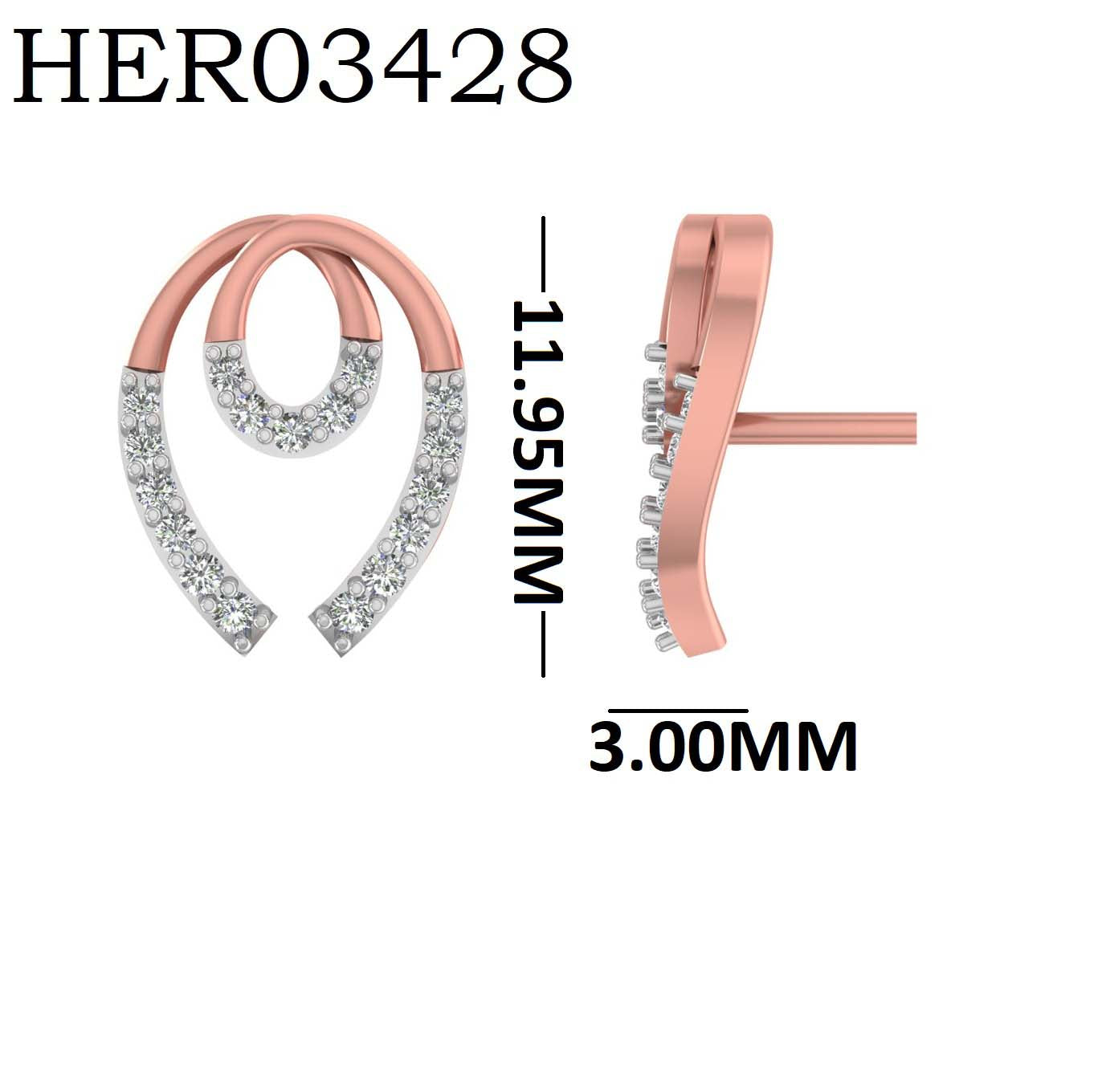 Ribbon Style Diamond 925 Silver Earrings