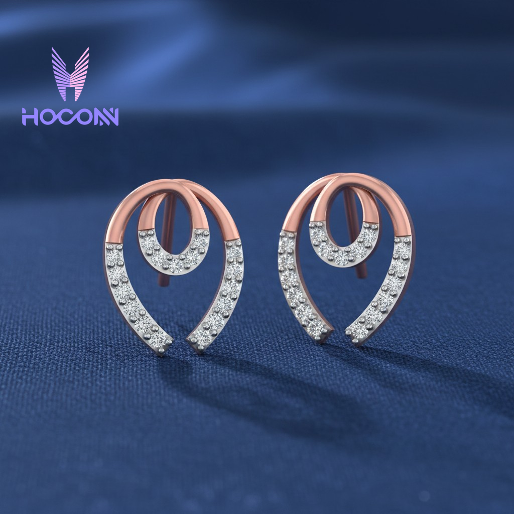 Ribbon Style Diamond 925 Silver Earrings