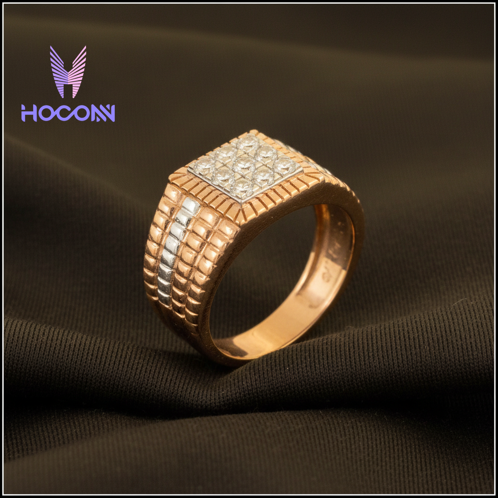 925 Silver Gold Plated Bold Square Ring