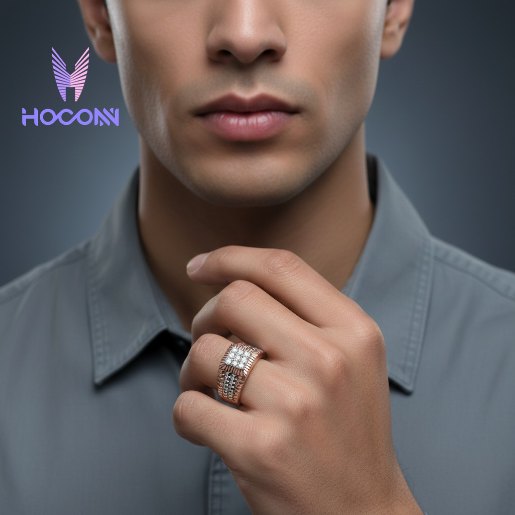 925 Silver Gold Plated Bold Square Ring