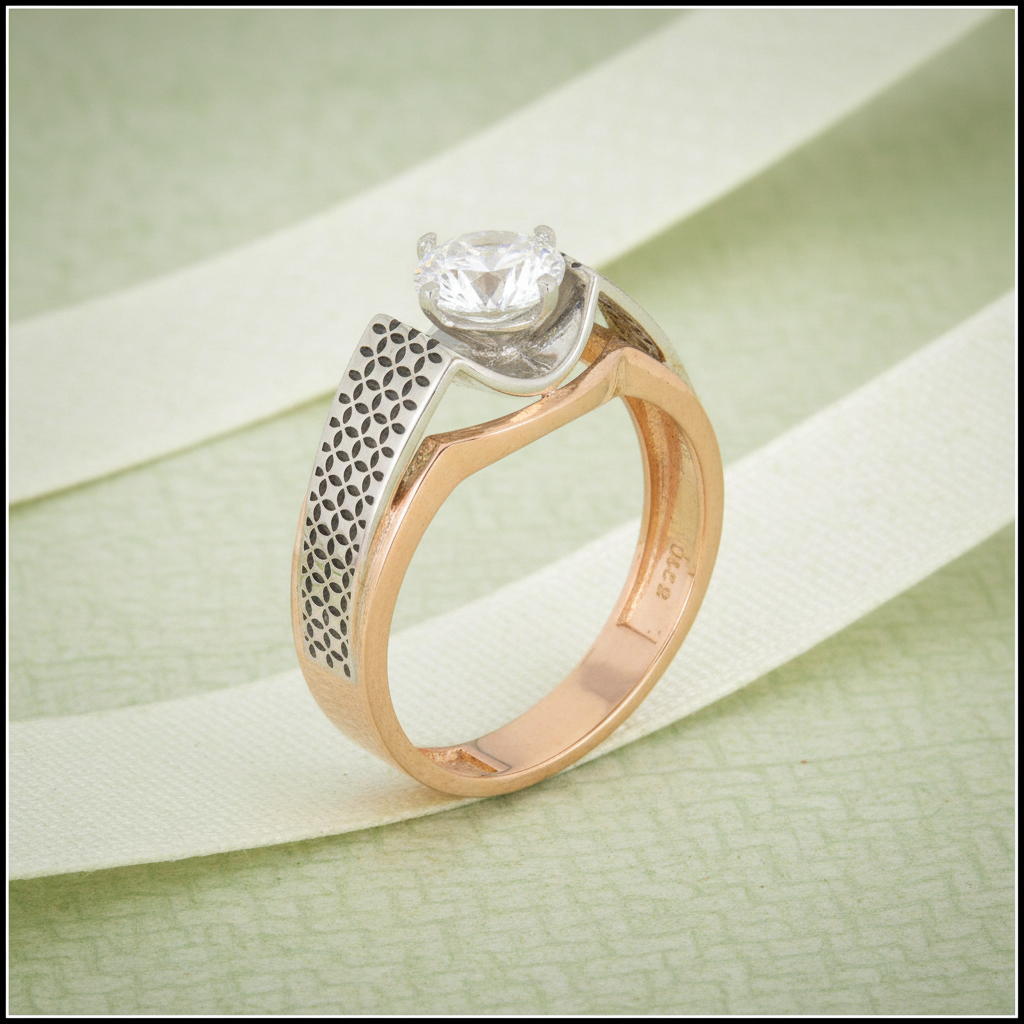 Two-Tone Solitaire Ring | 925 Silver