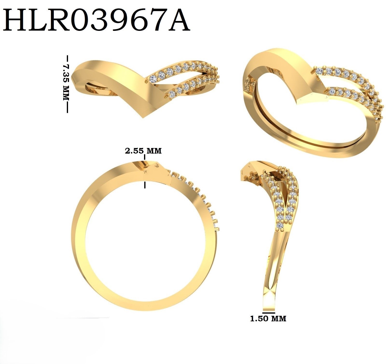 Chevron Glow 925 Silver Gold Plated Ring