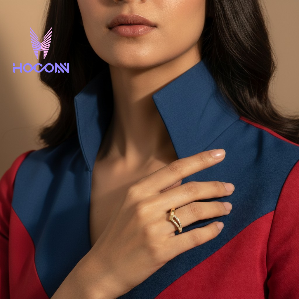 Chevron Glow 925 Silver Gold Plated Ring