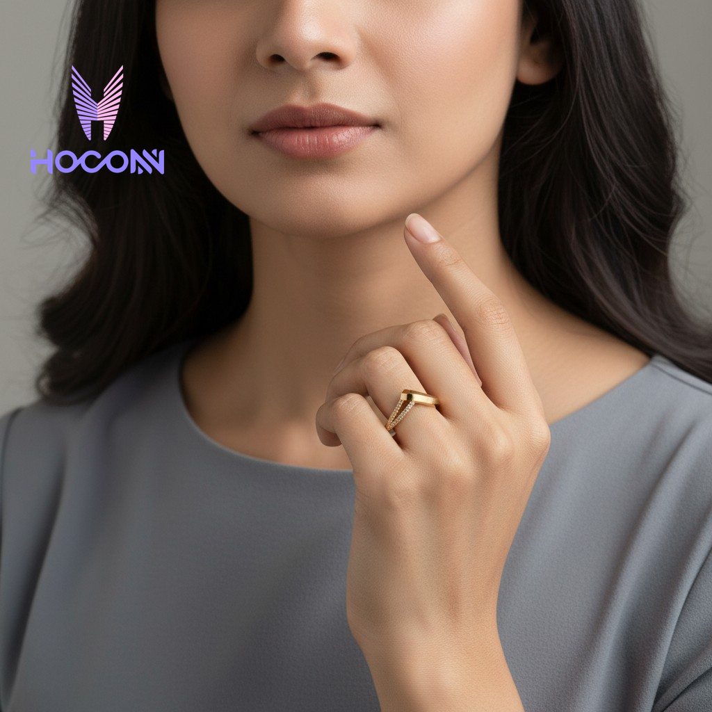 Chevron Glow 925 Silver Gold Plated Ring