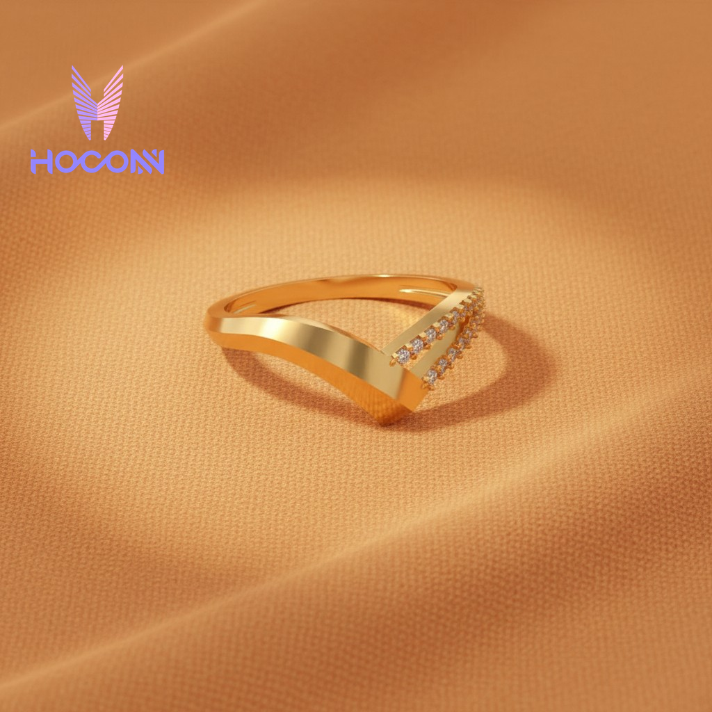 Chevron Glow 925 Silver Gold Plated Ring